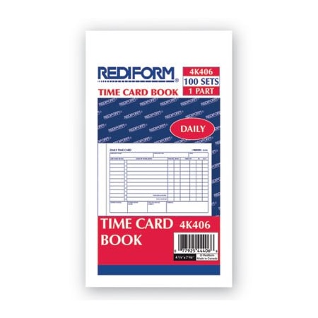 Rediform Office Product Rediform, Employee Time Card, Daily, Two-Sided, 4-1/4 X 7, 100/pad 4K406